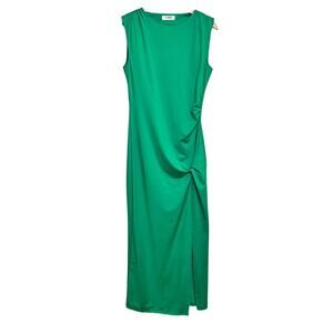 4th & Reckless Sleeveless Ruched Maxi Dress – US Large – Green – Elegant Evening